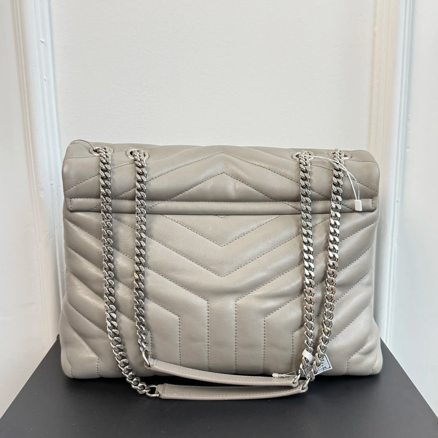 【#126】Pre-owned YSL LouLou Puffer Medium Grey Calfskin Shoulder Bag HZ2510180&&