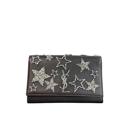 【#127】Pre-owned YSL Kate Small Black and Crystal Shoulder Bag HZ2510180&&