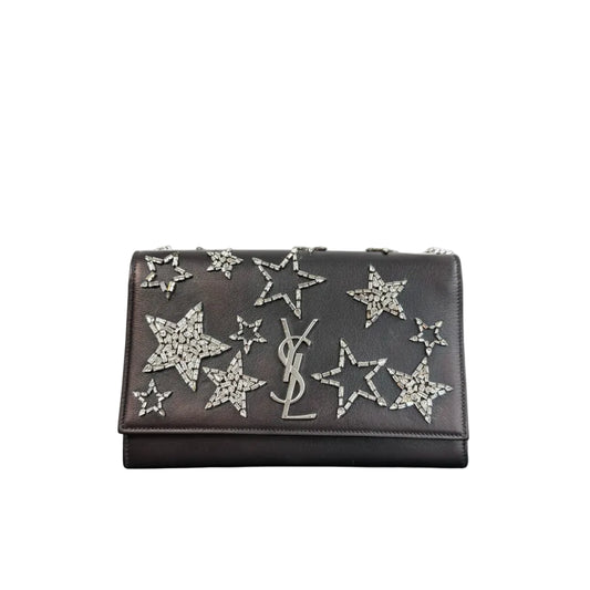 【#127】Pre-owned YSL Kate Small Black and Crystal Shoulder Bag HZ2510180&&