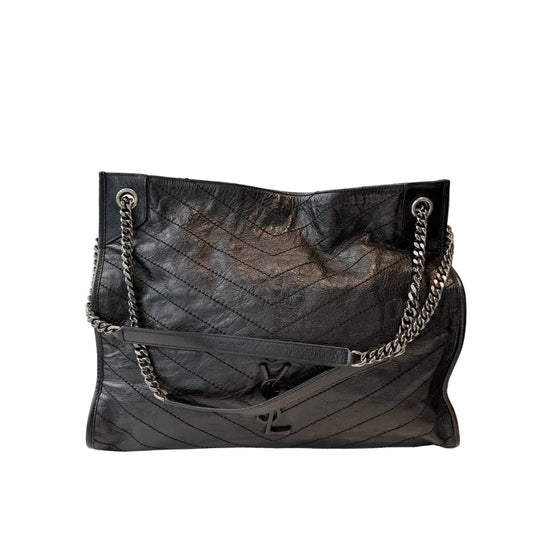 【#122】Pre-owned YSL Saint Laurent Niki Large Shopping Tote Black Leather Bag