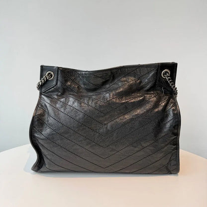 【#122】Pre-owned YSL Saint Laurent Niki Large Shopping Tote Black Leather Bag