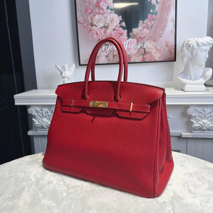 【#206】Pre-owned Hermès Birkin 35 Bag Rouge Garance Togo Leather HZ260110011