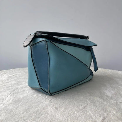 【#100】Pre-owned Loewe Puzzle Bagsmall Multitone Blue Leather HZ25111019
