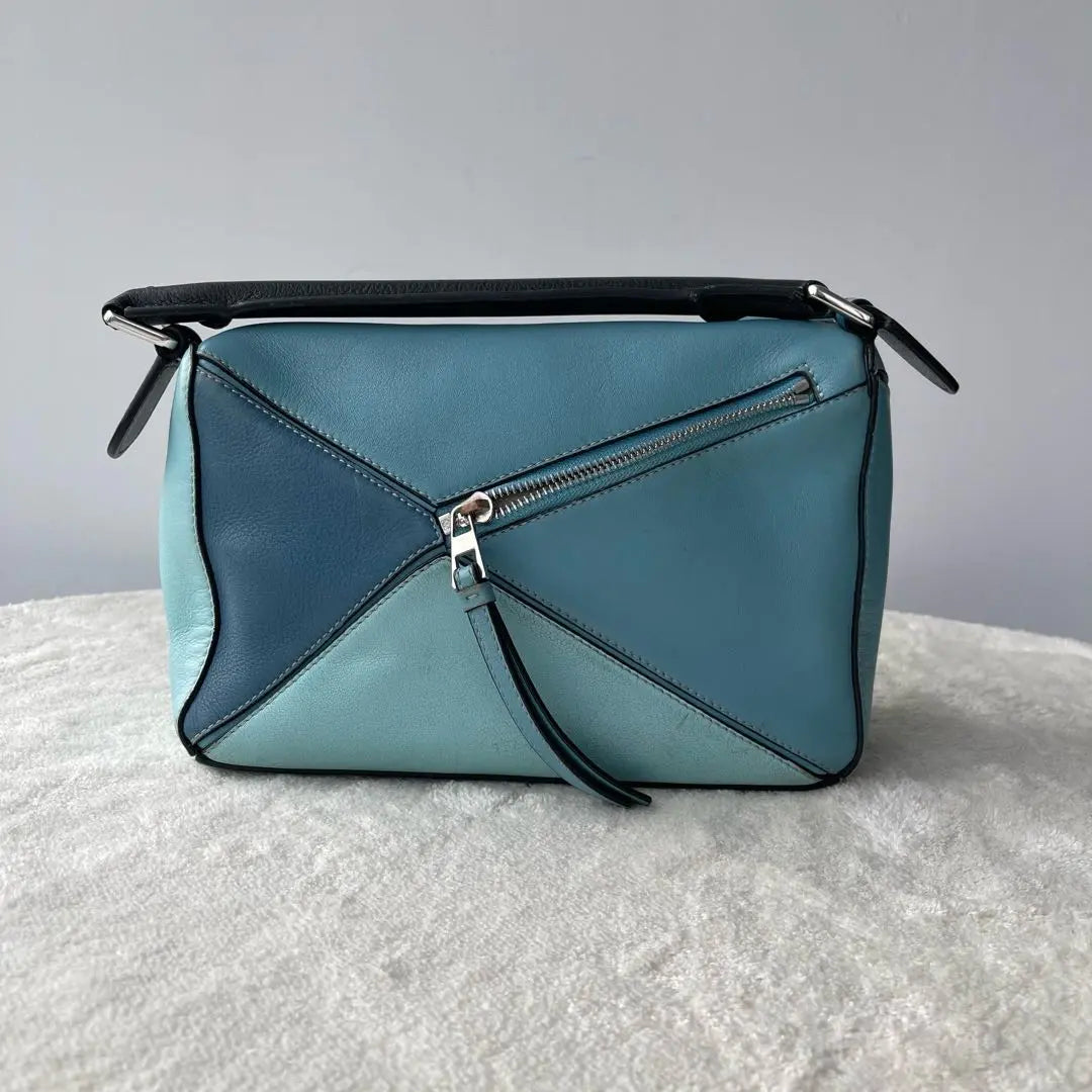 【#100】Pre-owned Loewe Puzzle Bagsmall Multitone Blue Leather HZ25111019