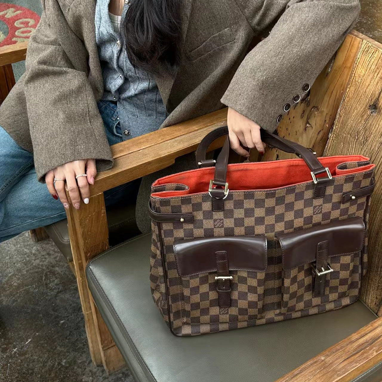 【#081】Pre-owned Louis Vuitton Uzes Damier Ebene Canvas Tote BagHZ251022