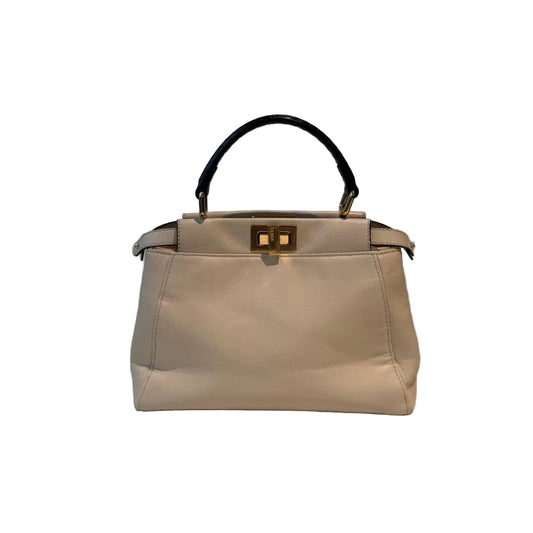 【#114】Pre-owned FENDI Peekaboo Small Latte Monster Python Leather Handbag&Shoulder Bag HZ251111018