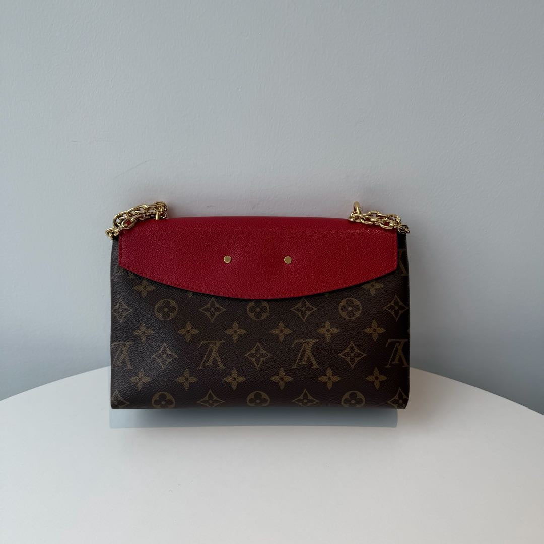 【#098】Pre-owned Louis Vuitton Saint Placide Monogram Canvas Red Leather Chain BagHZ2505010&&