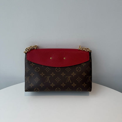 【#098】Pre-owned Louis Vuitton Saint Placide Monogram Canvas Red Leather Chain BagHZ2505010&&